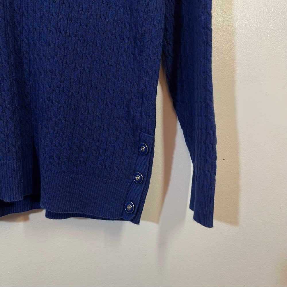 Karen Scott Navy Blue Cable Knit Sweater Women’s Size Medium 100% Cotton - Picture 5 of 13
